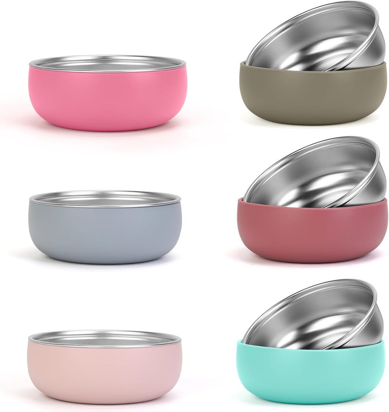 ShineMe Stainless Steel Bowls for Kids, 6 pack Toddler Bowls with Removable Colorful Silicone Sleeve, Unbreakable Baby Bowls for Soup, Cereal, Yogurt, Snacks... - Image 1